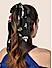 Toniq Black Satin Floral Monet Printed Hair Scarf Scrunchie Rubber Band For Women