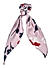 Pink Multicolor Floral Printed Satin Scarf Rubber Band 