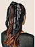 Toniq Black and White Satin Paisley Printed Bandana Hair Scarf Scrunchie Rubber Band For Women