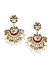 Fida Gold Wedding Ethnic Red Enamelled Kundan Chandbali with Pearls Drop Earrings For Women