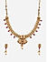 Fida Pretty Maroon Gold Plated Temple Pearl Traditional Wear Alloy Jewellery Set For Women