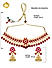 Ruby Kundan Pearls Gold Plated Floral Jewellery Set