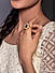 White Beads Kundan Gold Plated Ring