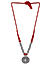 Silver-Toned Red Oxidised Sati Necklace