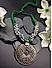 Silver-Toned Green Oxidised Dholki Necklace