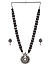 Silver-Toned Black Beaded Yakshi Jewellery Set