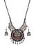 Silver Toned Red Oxidised Parvati Jewellery Set