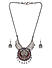 Silver Toned Red Oxidised Parvati Jewellery Set