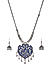 Silver Toned Blue Meenakari Enamelled Jewellery Set