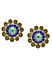 Blue Green Gold Plated Enamelled Stud Earring