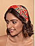 Red Beaded Embroidery Turban Knot Hair Band  