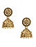 Gold Plated Temple Floral Jhumka Earring