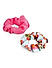 Set Of 2 Neon Pink & Turquoise Floral Printed Kids Scrunchie Rubber Band 