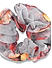 ToniQ Grey Organza Floral Printed Scrunchie for Women