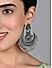 Fida Ethinic Silver Plated Oxidised Textured Chandbali Earrings For Women
