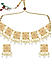 White Beads Pearls Kundan Gold Plated Geometric Jewellery Set 