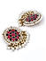 Kundan Beads Pink Navy Blue Enamelled Gold Plated Floral Stud Earring