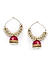 White Beads Red Enamelled Gold Plated Hoop Earring