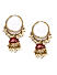 White Beads Red Enamelled Gold Plated Hoop Jhumka Earring