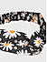 Black White Floral Printed Satin Head Band