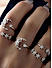 Set Of 5 Stones Silver Plated Floral Contemporary Ring