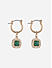 Toniq Green Gold Plated  Square CZ Stone Studded Drop & Dangler Earrings For Women
