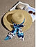Stylish Navy Printed Scarf Summer Beach Hats For Women