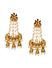 Gold-Toned and White Contemporary Drop Earrings