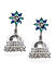 Blue and Silver-Toned Shade of Blue Dome Shaped Jhumkas