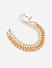 White Pearl Gold Plated Linked Chain Choker Necklace