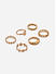 Set Of 6 Gold Plated Contemporary Rings