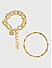 Set Of 2 Gold Plated Kada & Linked Coin Drop Bracelet Stacks Set 