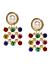 Multicolor Stones Pearl Gold Plated Drop Earring