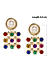 Multicolor Stones Pearl Gold Plated Drop Earring