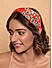 Red Beaded Embroidery Turban Knot Hair Band  