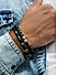The Bro Code Black & Green Multi Beads with Stretchy Elastic Adjustable Set of 2 Bracelets for Men