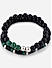 The Bro Code Black & Green Multi Beads with Stretchy Elastic Adjustable Set of 2 Bracelets for Men