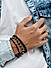 The Bro Code Black Multi Beads & Skulls Stretchy Elastic adjustable Set of 3 Bracelets for Men