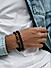 The Bro Code Black & Brown Multi Beads & Lion Stretchy Elastic Adjustable Set of 2 Bracelet for Men