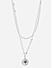 The Bro code Black Silver Plated Round CZ Studded Charm Ball Chain Layered Necklace for Men