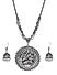 Women Silver-Toned Oxidised Ganesh Necklace and Earring Set