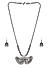 Women Silver-Toned Oxidised Contemporary Necklace and Earring Set