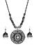 Women Silver-Toned Oxidised Tribal Necklace and Earring Set