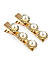 Set Of 2 Pearls Stones Gold Plated Alligator Hair Clip