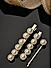 Set of 3 Pearls Stones Gold Plated Alligator Hair Clip
