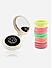 Set Of White Hair Brush with Mirror & 10pcs Neon Rubber Bands