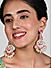 Fida Ethnic Gold Plated Hot Pink Enamel And Pearl Kundan Floral Drop Earings For Women