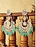 Fida Ethnic Gold Plated Pastal Green beads & Kkundan Studded Chandbali Earrings For Women