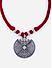 Red Metal Beaded Silver Plated Oxidised Spherical Necklace