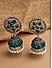 Green Emerald Silver Plated Oxidised Floral Jhumka Earring